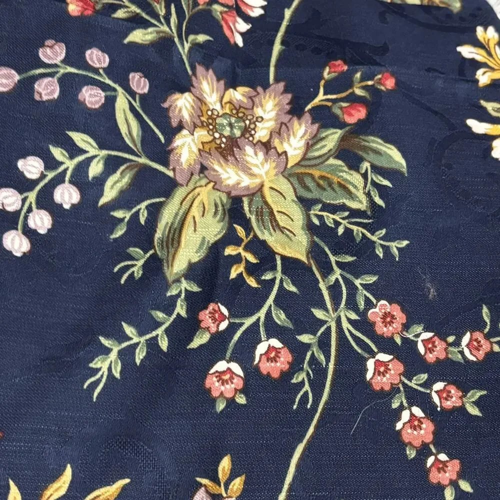 Waverly Screen Print Club House Vine fabric remnant navy floral Made in USA 6yd